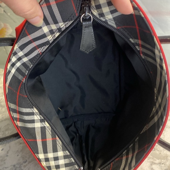 Burberry Blue Label Mini Red Tote w/ Nova Check Print EUC - Picture 11 of 11